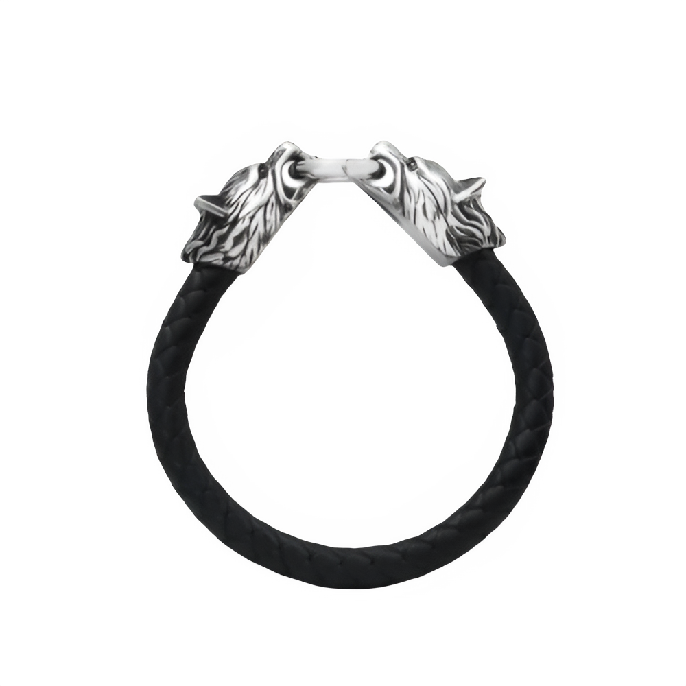 Wolf Head Leather Bracelet