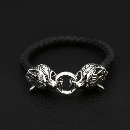 Wolf Head Leather Bracelet